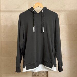 Urban Revivo hoodie sweatshirt, charcoal dark gray with white layer, size L